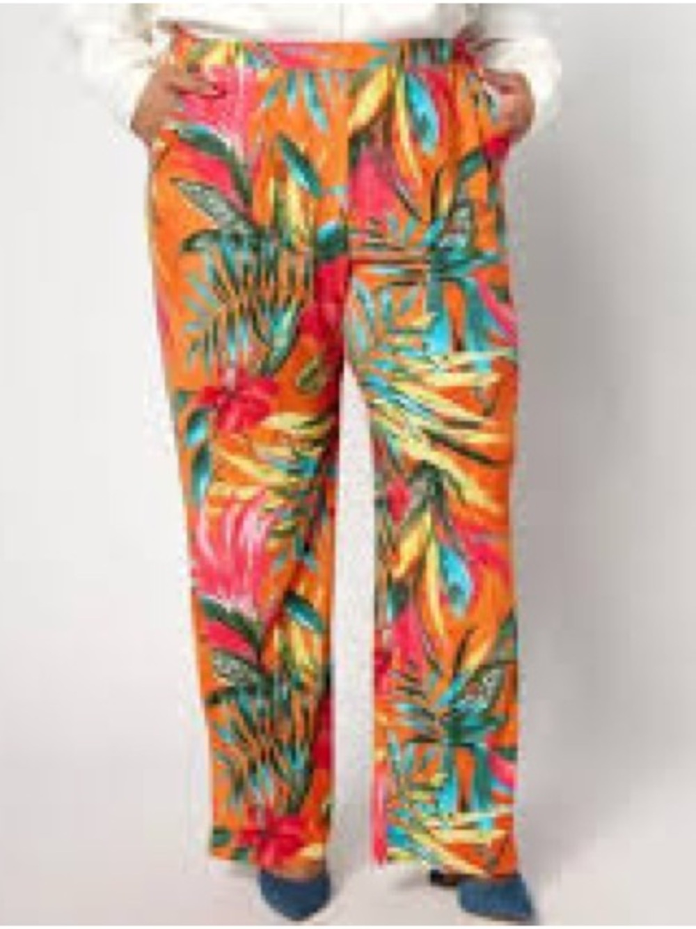 Tropical-Print Wide Leg Pants smoke free home